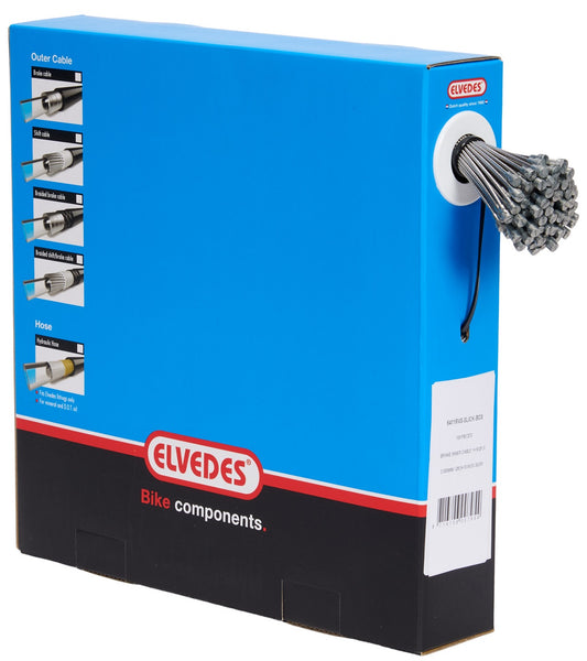 Rem binnenkabel Elvedes 2000 mm 1 x 19 draads RVS Slick ø1,5mm V-nippel  ø5,5 x 10 mm (doos à 100 stuks) - Zilver