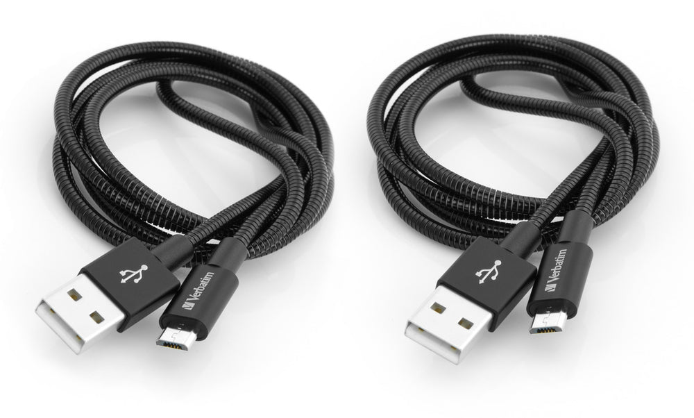 1x2 Verbatim Micro USB Cable Sync & Charge 100cm black 48874