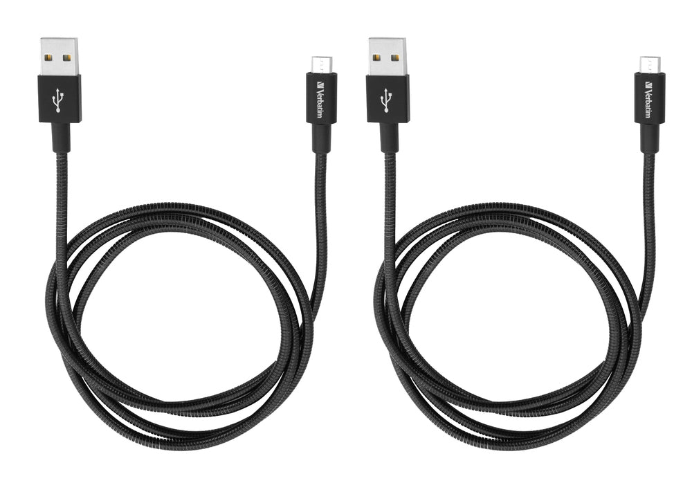 1x2 Verbatim Micro USB Cable Sync & Charge 100cm black 48874