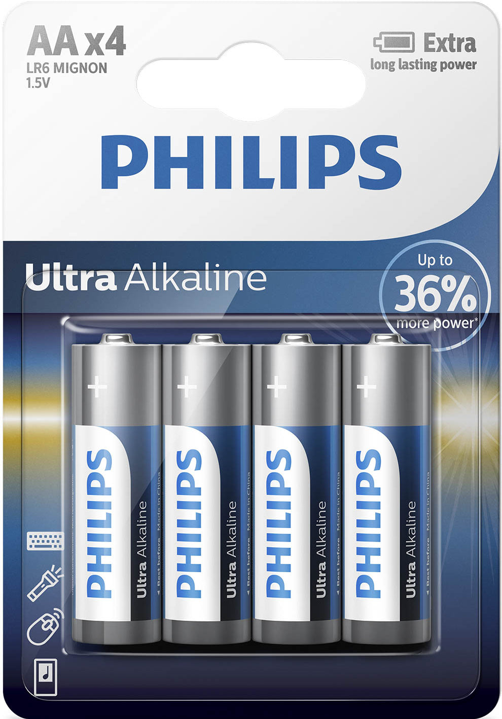 1x4 Philips Ultra Alkaline AA Batterie