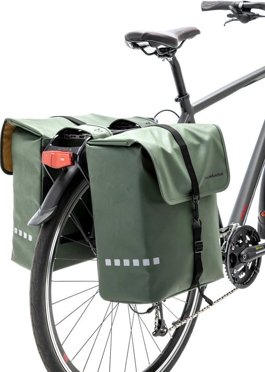 Dubbele fietstas New Looxs Odense 39 liter 34 x 16 x 38 cm (x2) - groen