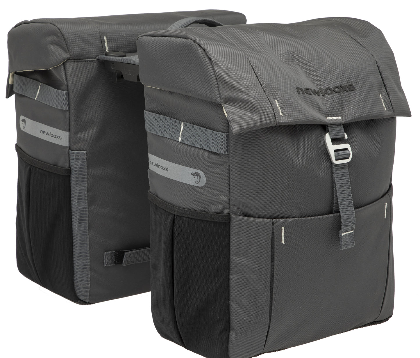 Dubbele fietstas New Looxs Vigo Double Racktime 37 liter 31 x 15 x 40 cm (2x) - grijs