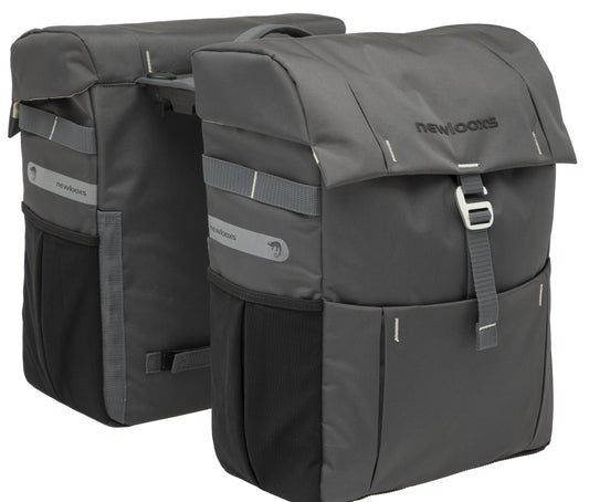 Dubbele fietstas New Looxs Vigo Double Racktime 37 liter 31 x 15 x 40 cm (2x) - grijs