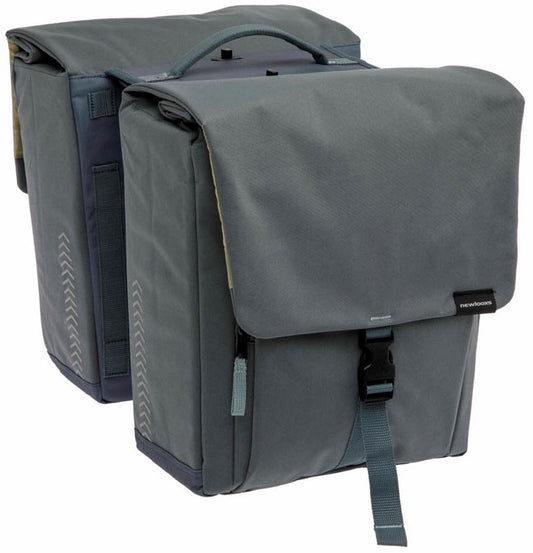Dubbele fietstas New Looxs Tulum 32 liter 35 x 17 x 37 cm (2x) - grijs/groen afneembaar