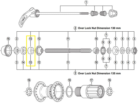 Afstandsbus links Shimano 8 mm