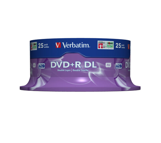 1x25 Verbatim DVD+R Double Layer 8x Speed, 8,5GB matt silver