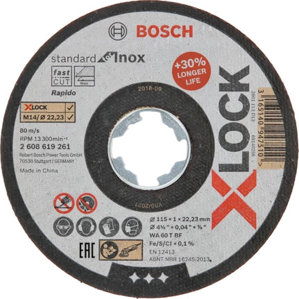 Bosch X-LOCK cutting disk 115x1,0 Std f INOX