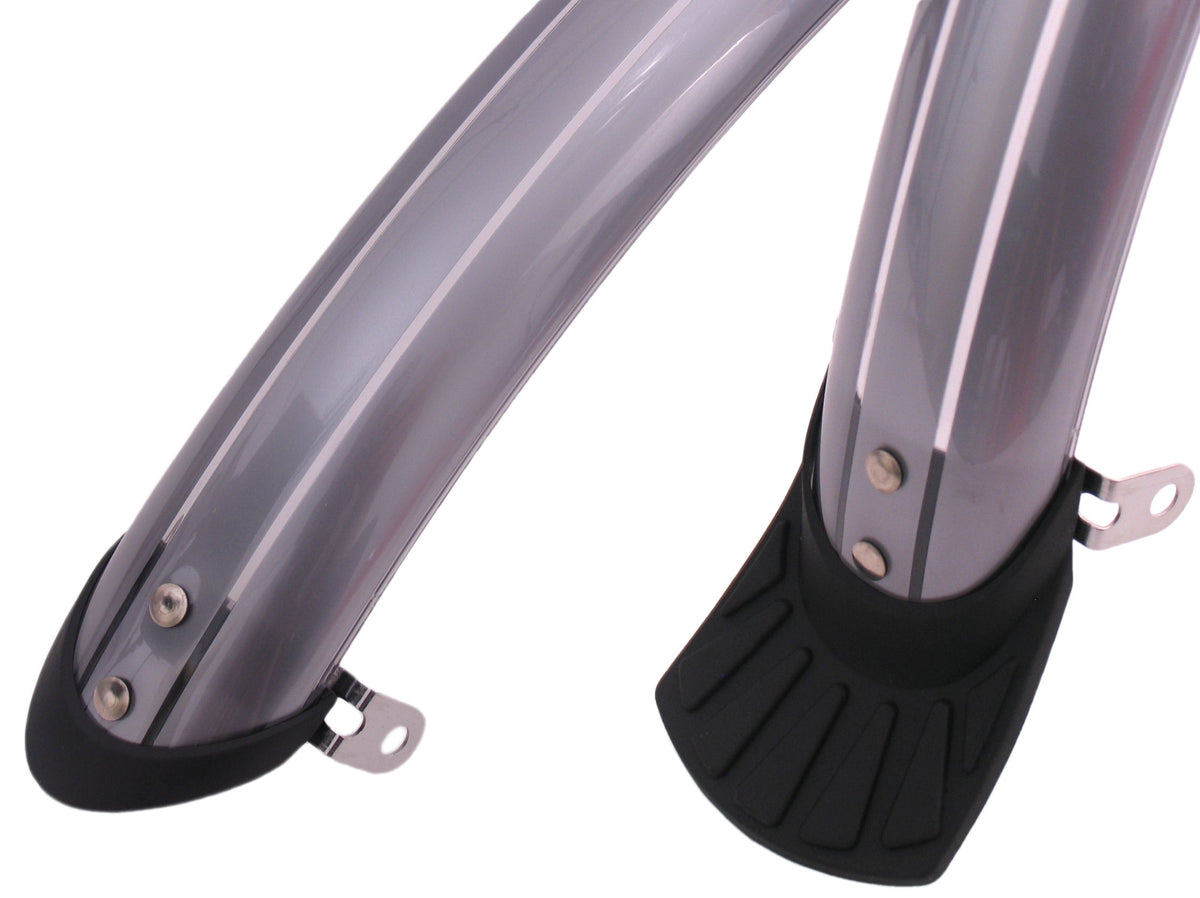 Spatbordset 28" 50 mm kunststof compleet met stangenset - zilver