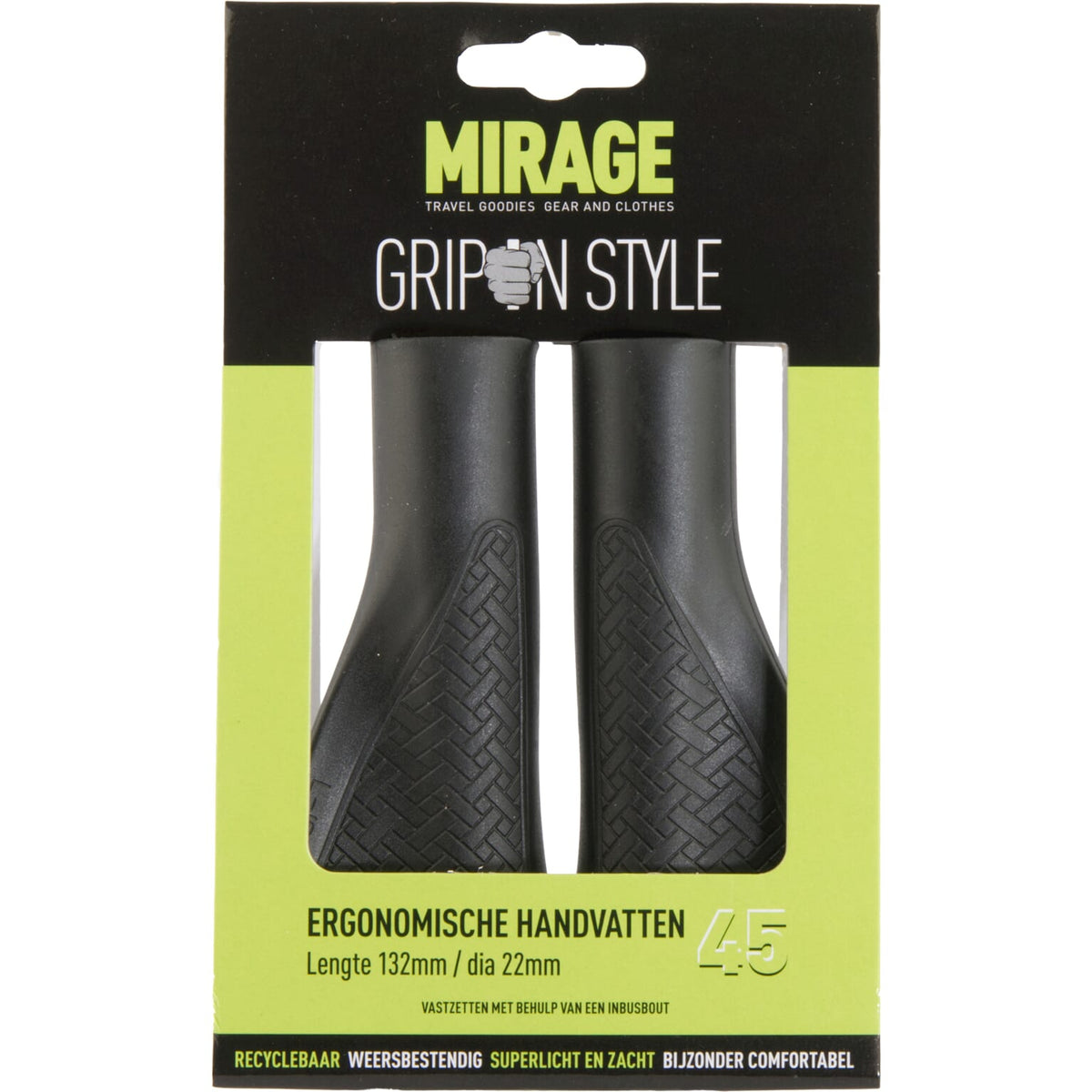 Handvatpaar Mirage Grips in style #45 - 132/132 mm met lockring  - zwart