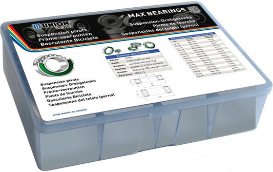 Assortimentsdoos met MAX kogellagers Marwi voor frame-veerpunten