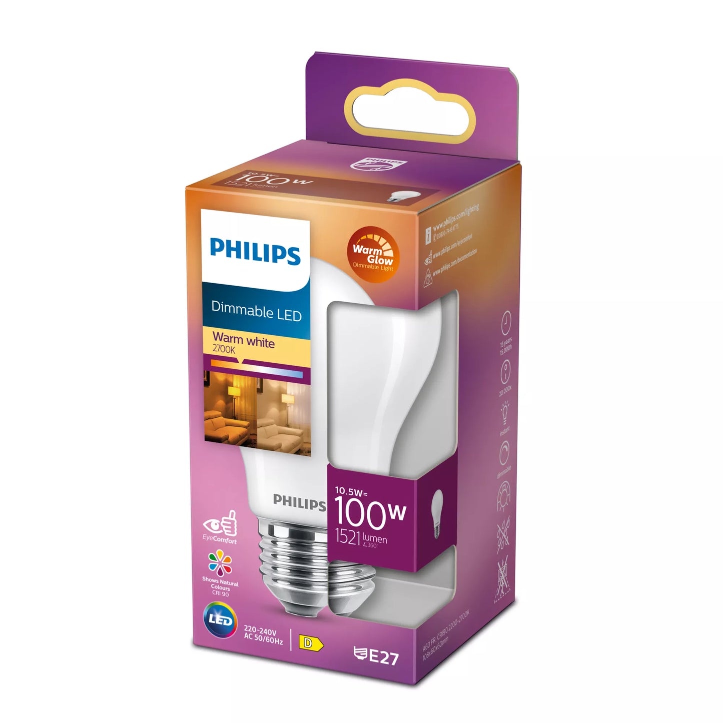 Phi LED cl A60 FR WGD 100W E27