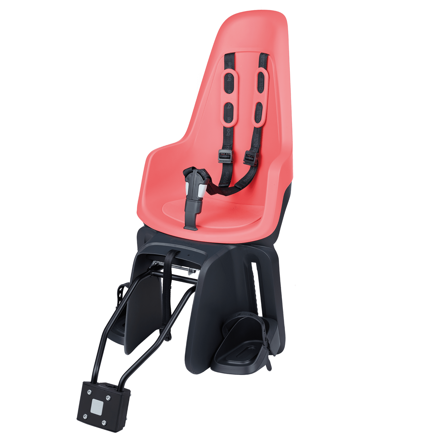 Kinderzitje achter Bobike One Maxi 1P & EB-D met frame- en dragerbevestiging - fierce flamingo