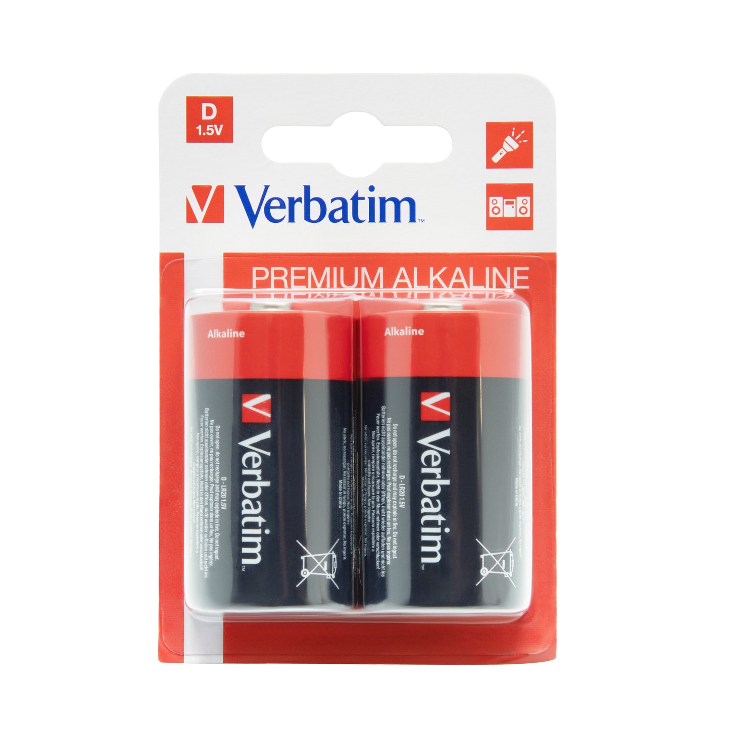 1x2 Verbatim Alkaline battery Mono D LR 20               49923