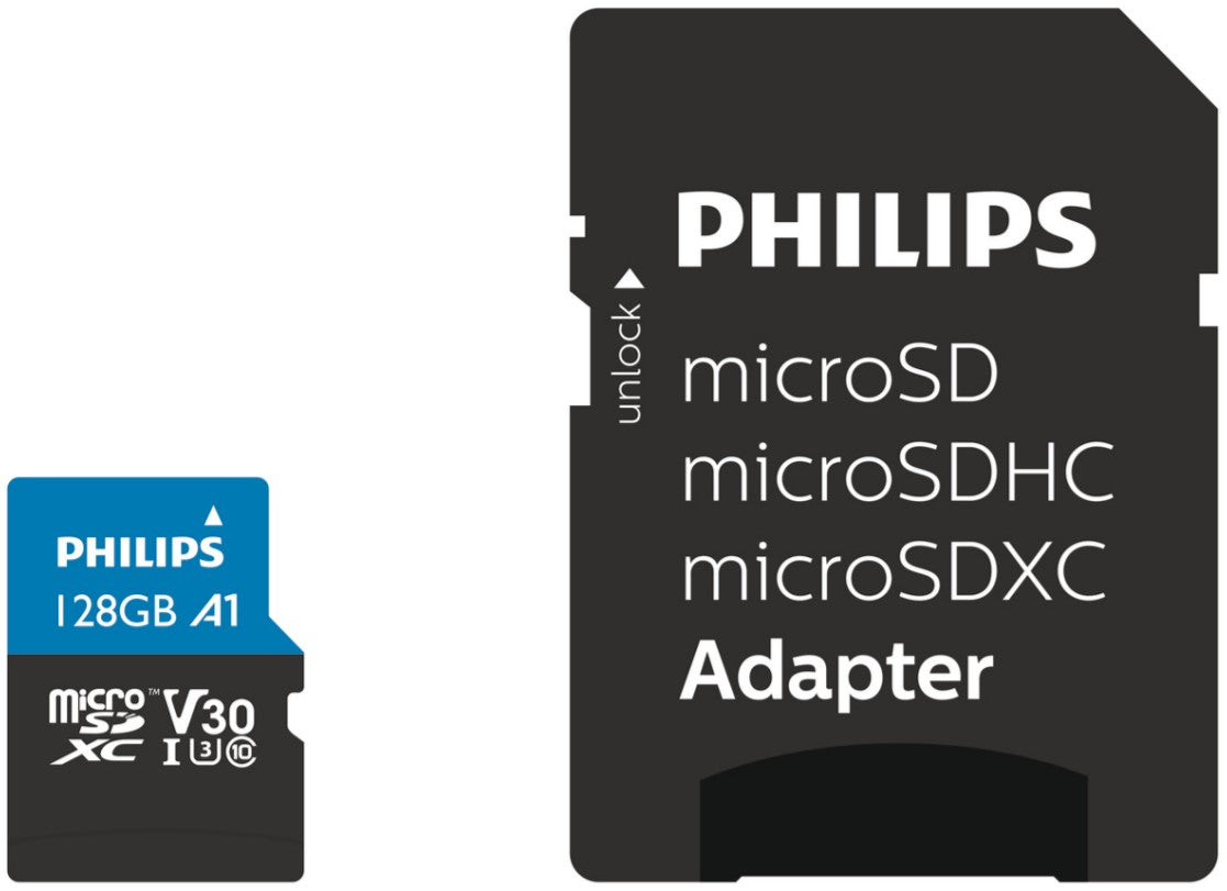 Philips MicroSDXC Card     128GB Class 10 UHS-I U3 incl. Adapter
