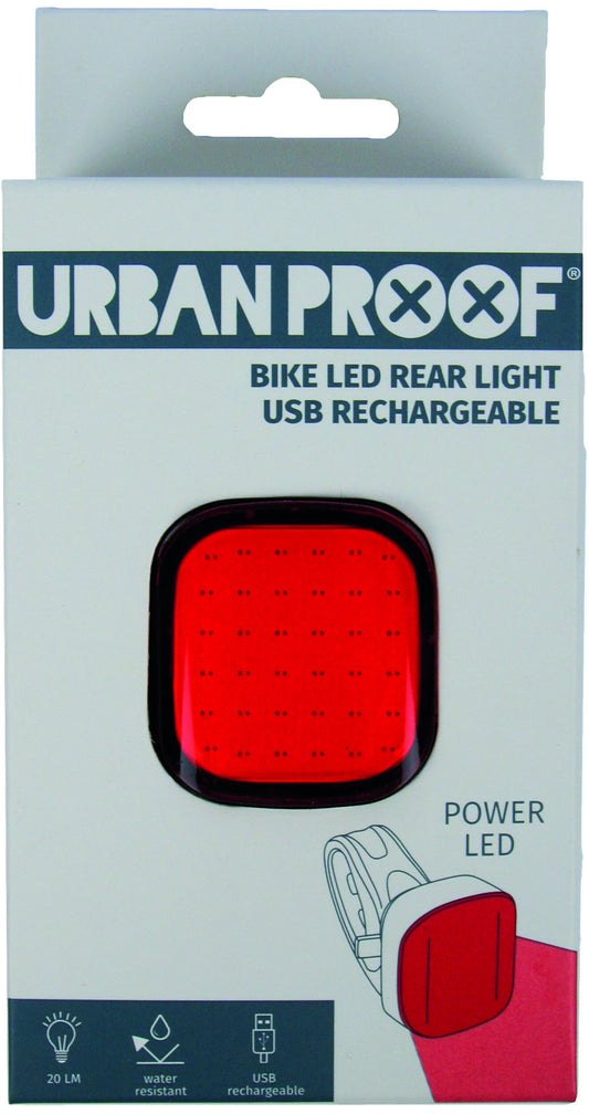 Achterlicht LED Urban Proof High Power vierkant - USB oplaadbaar