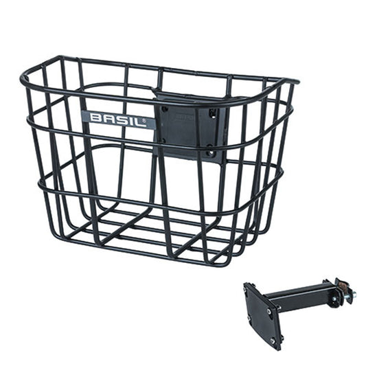 Fietsmand Basil Bremen Alu FM met stuurpenhouder 28 x 37 x 26 cm - zwart