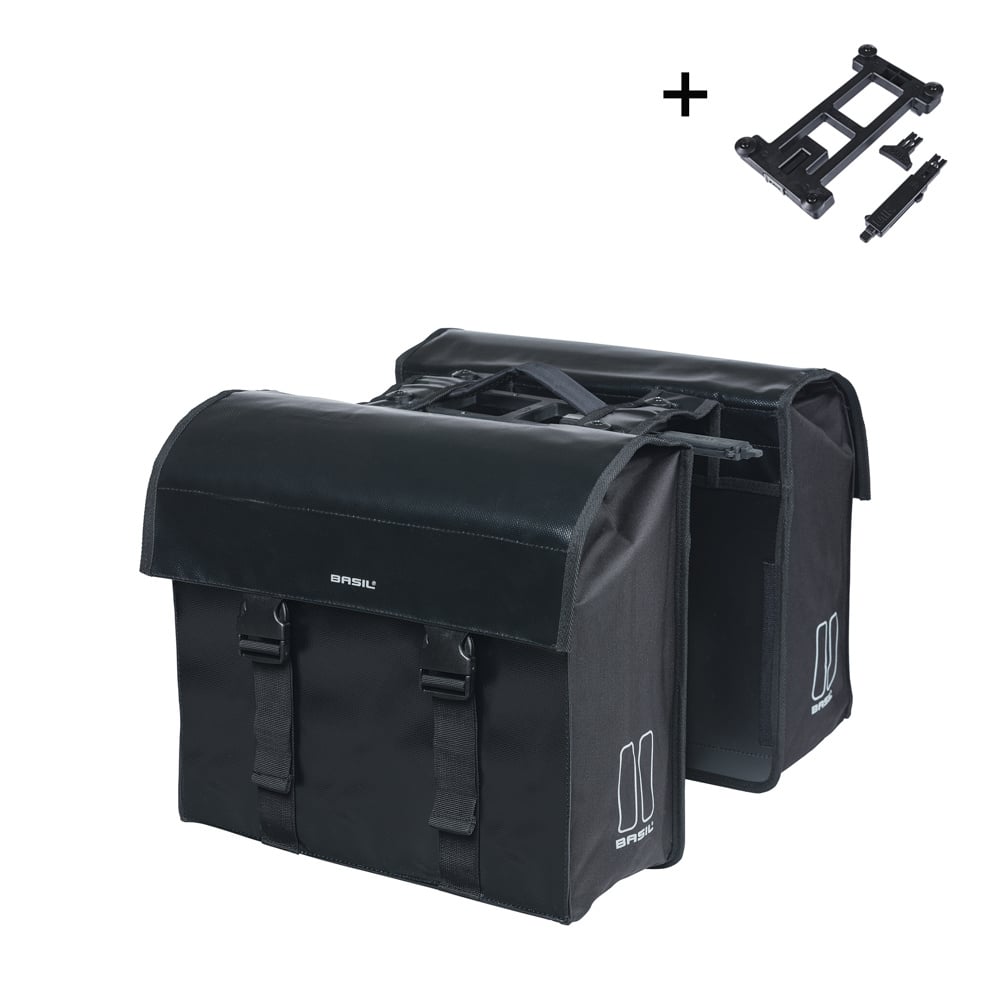 Dubbele fietstas Basil Urban Load MIK 48-53 liter - zwart