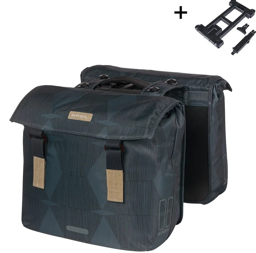 Dubbele fietstas Basil Elegance MIK 40-49 liter - estate blauw