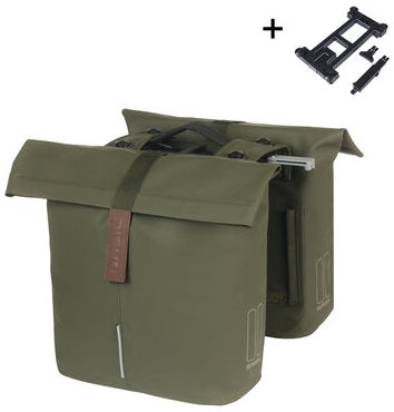 Dubbele Fietstas Basil City MIK 28 - 32 liter - Moss Green