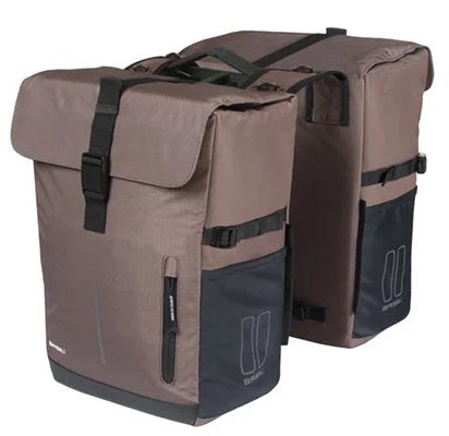 Dubbele fietsas Basil Move 30 liter 16 x 27 x 38 cm - bruin