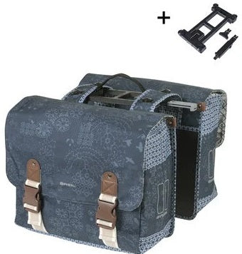 Dubbele fietstas Basil Bohème MIK 35 liter - indigo blauw