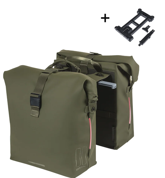 Dubbele fietstas Basil SoHo Nordlicht MIK 41 liter 15 x 31 x 38 cm - Moss Green