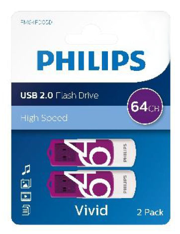 Philips USB 2.0 2-Pack      64GB Vivid Edition Magic Purple