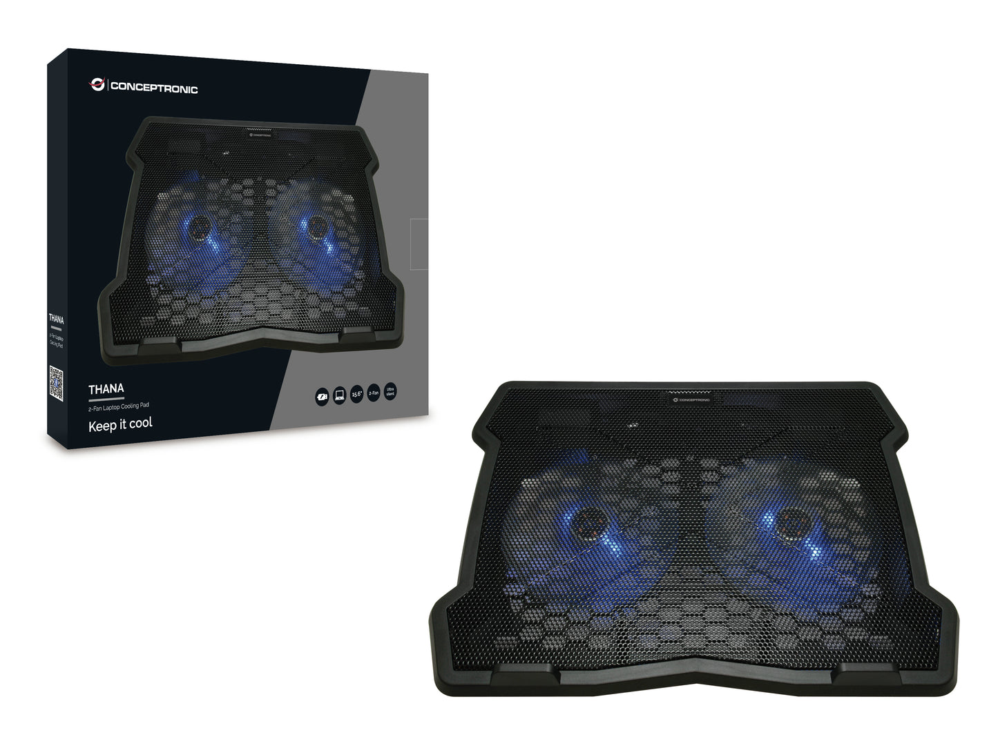 Conceptronic THANA06B 2-Fan Laptop Cooling Pad