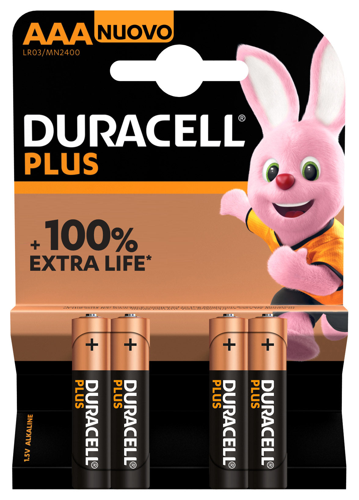 Duracell batterij Plus 100% extra life MN2400/LR03/AAA BP4