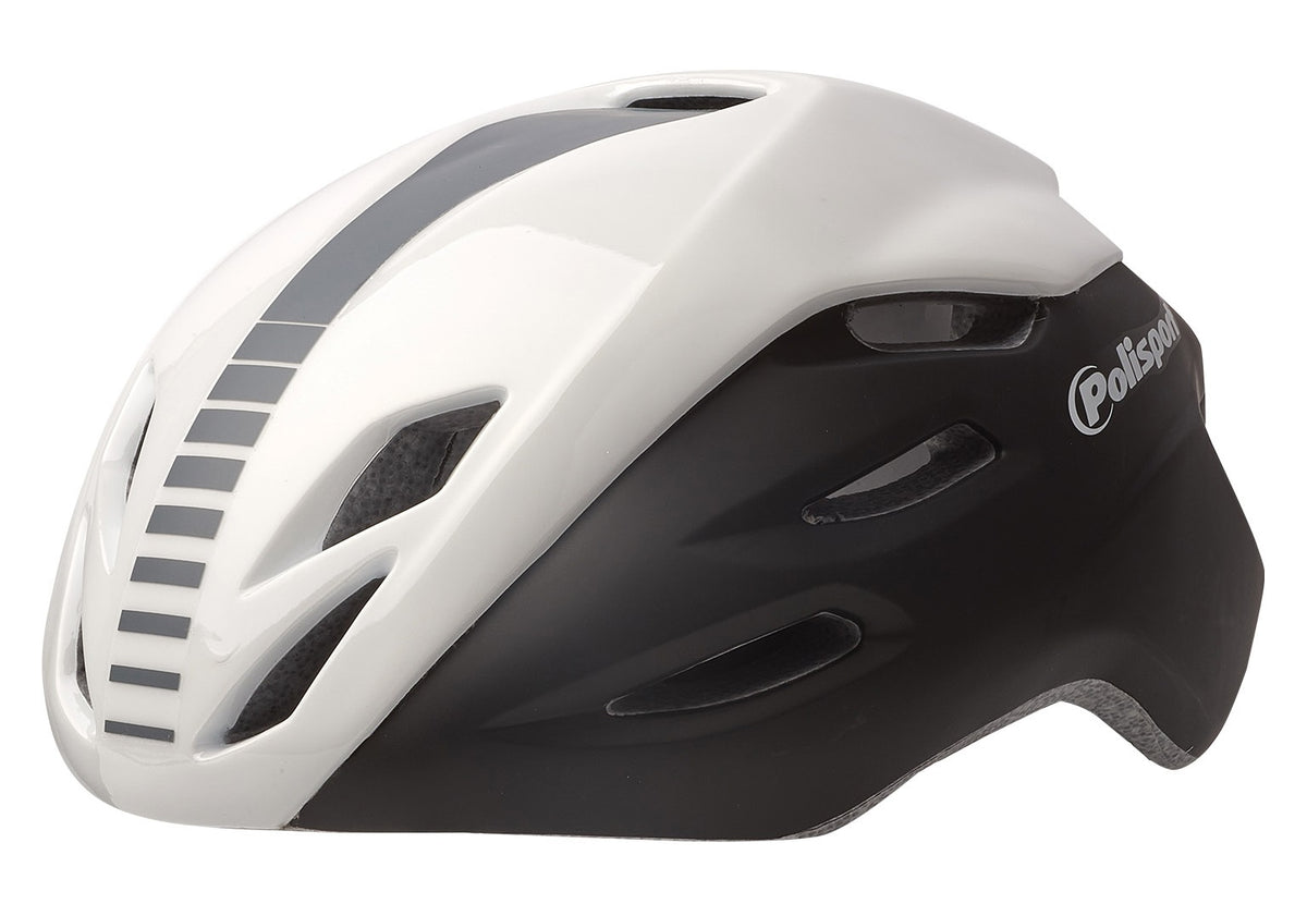 Fietshelm Polisport Aero-R Large 58-61 cm - mat zwart / wit glanzend / grijs