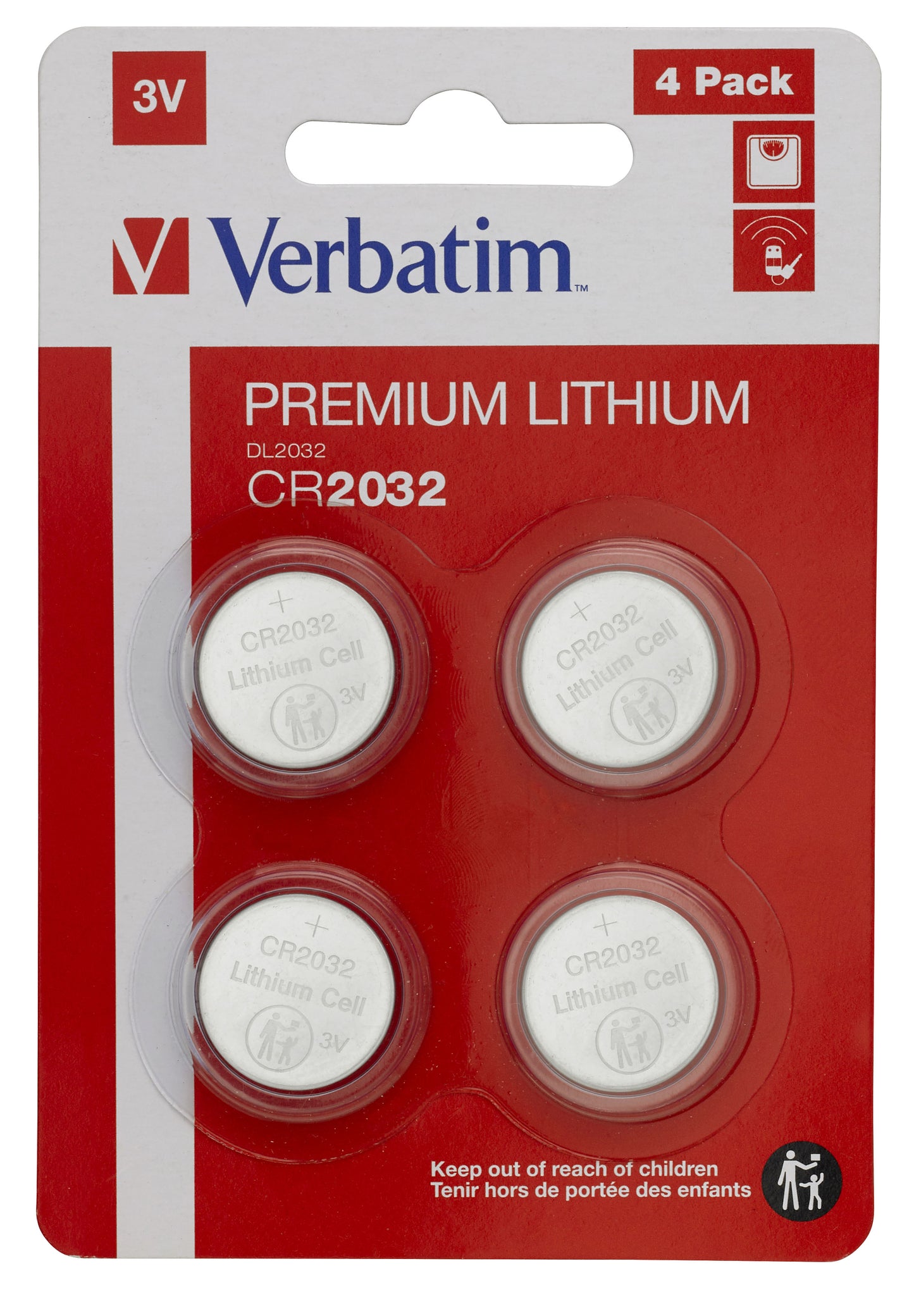 1x4 Verbatim CR 2032 Lithium battery 49533