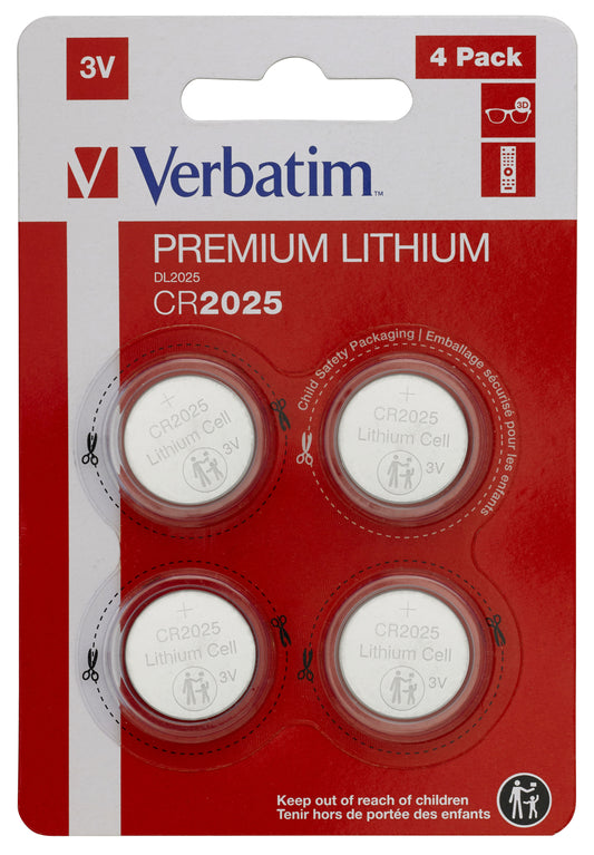 1x4 Verbatim CR 2025 Lithium battery 49532