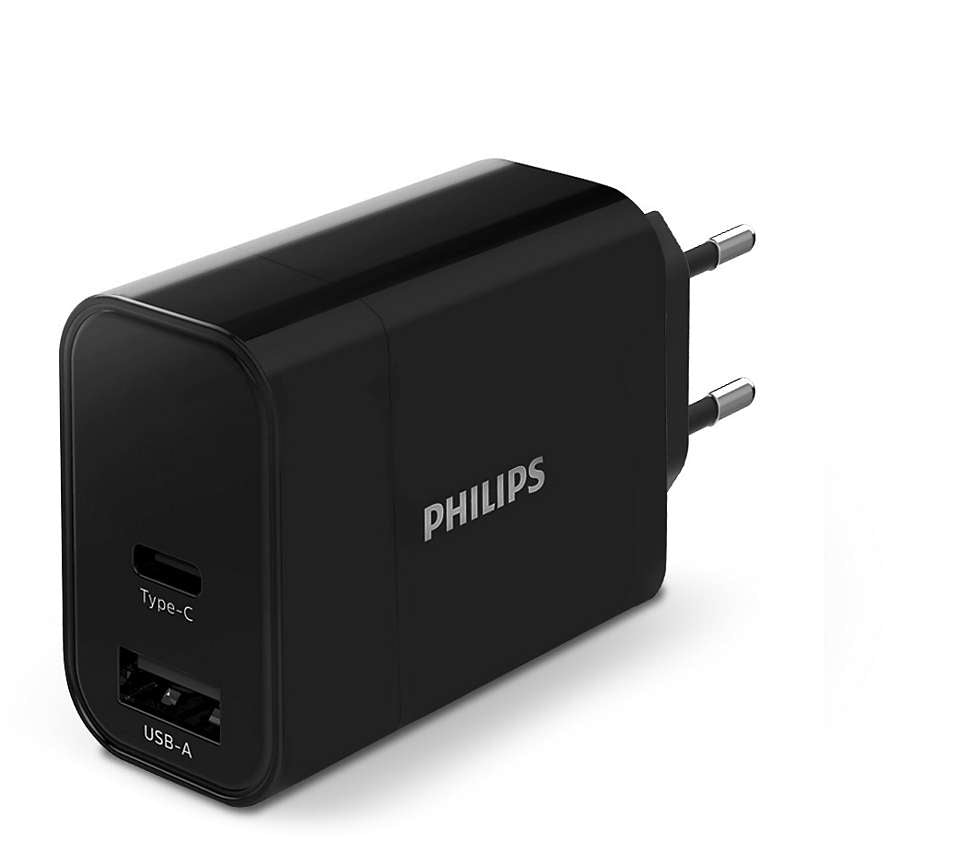 Philips High Power Dual Charger 30W 1 USB-A + USB C