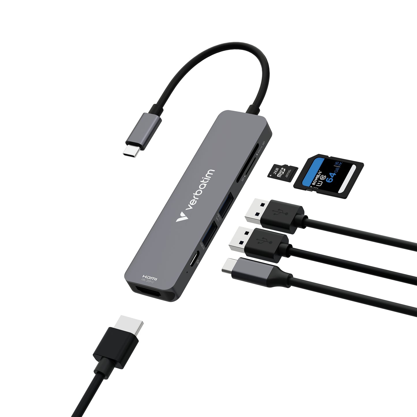 Verbatim USB-C Essentials Multi- Port Hub 6 Port/card read. 32156