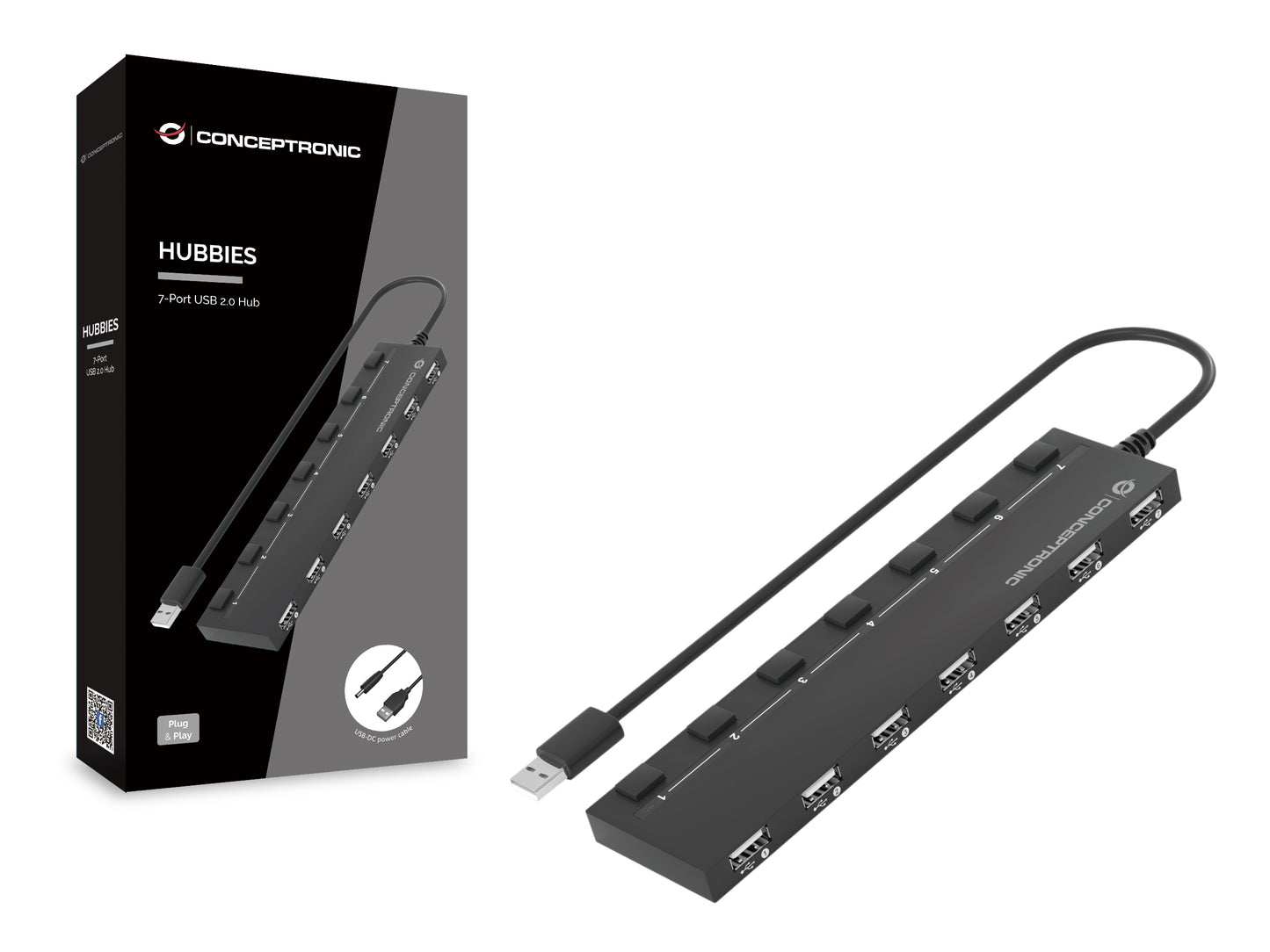 Conceptronic HUBBIES08B 7-Port-USB-2.0-Hub