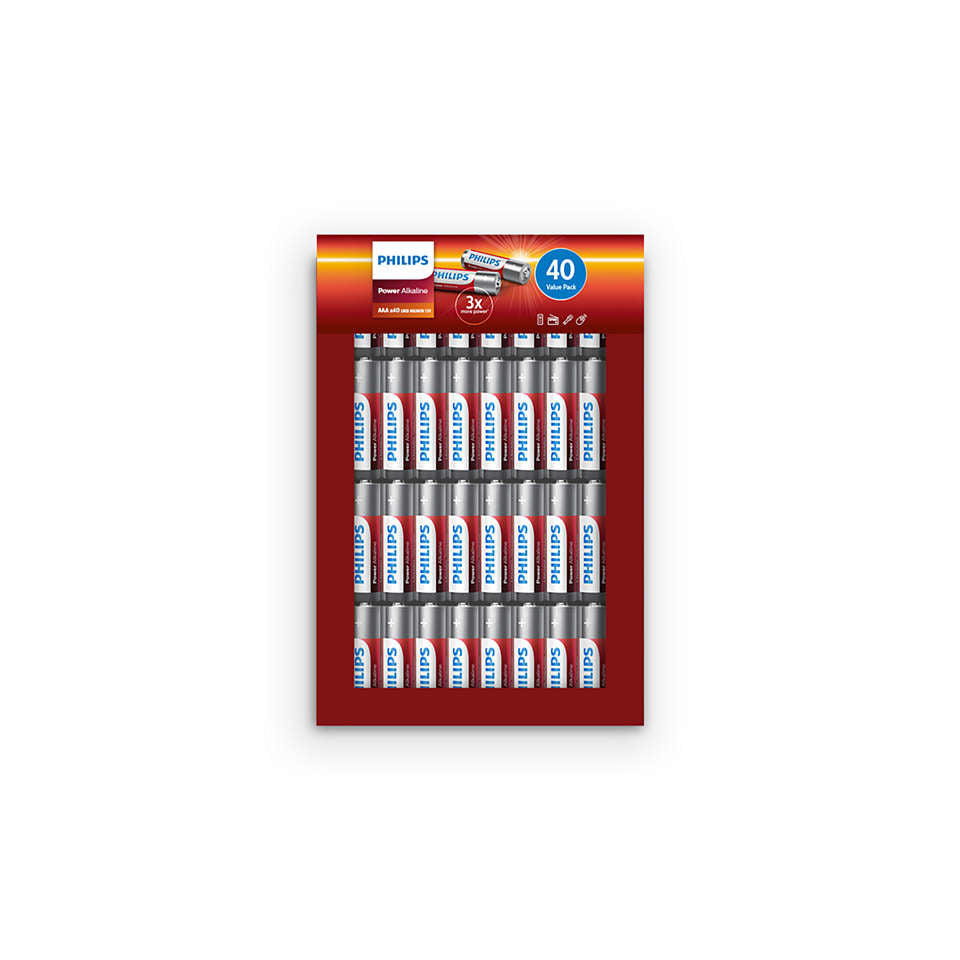 1x40 Philips Power Alkaline AAA Batterie Vorteilspack