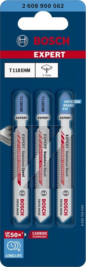 Bosch EXPERT jigsaw blades T118EHM 3Stk Stainless Steel