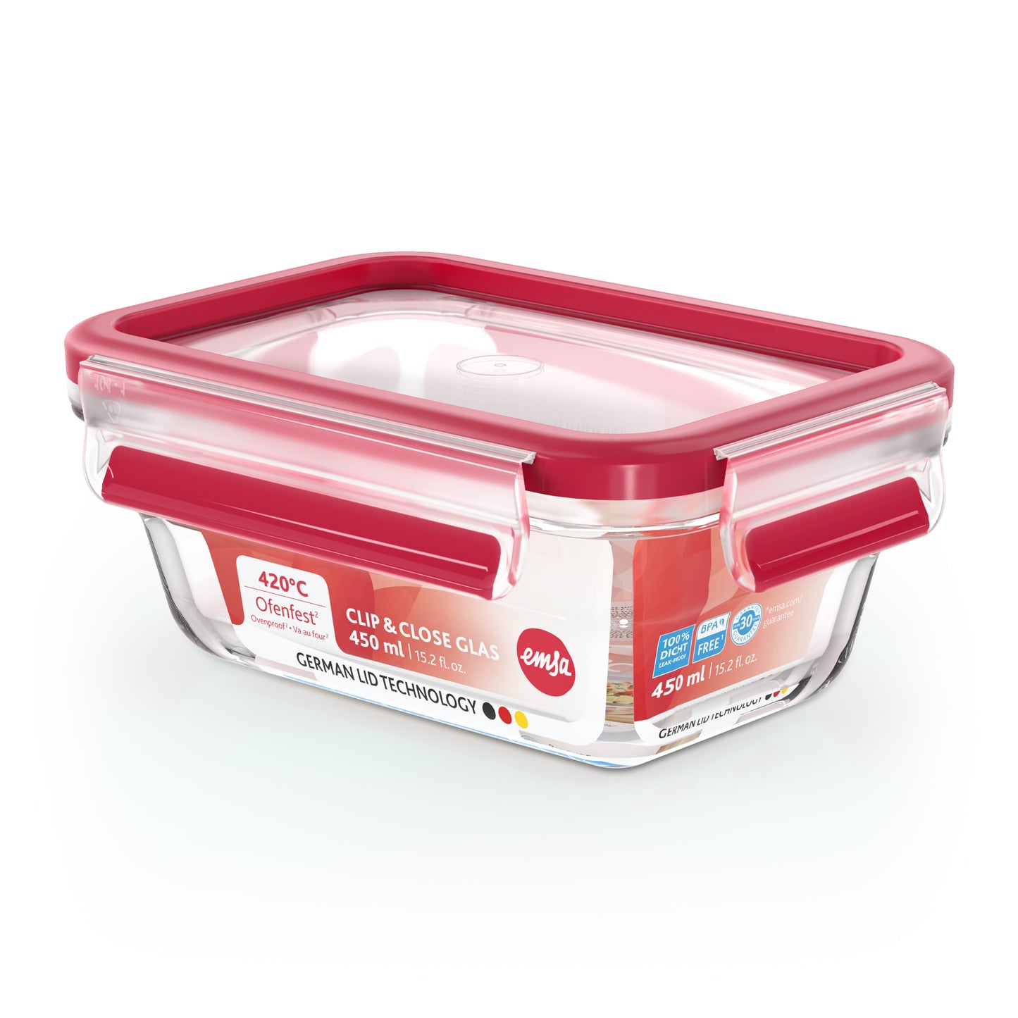Emsa Clip&Close Glass Food Container  450 ml