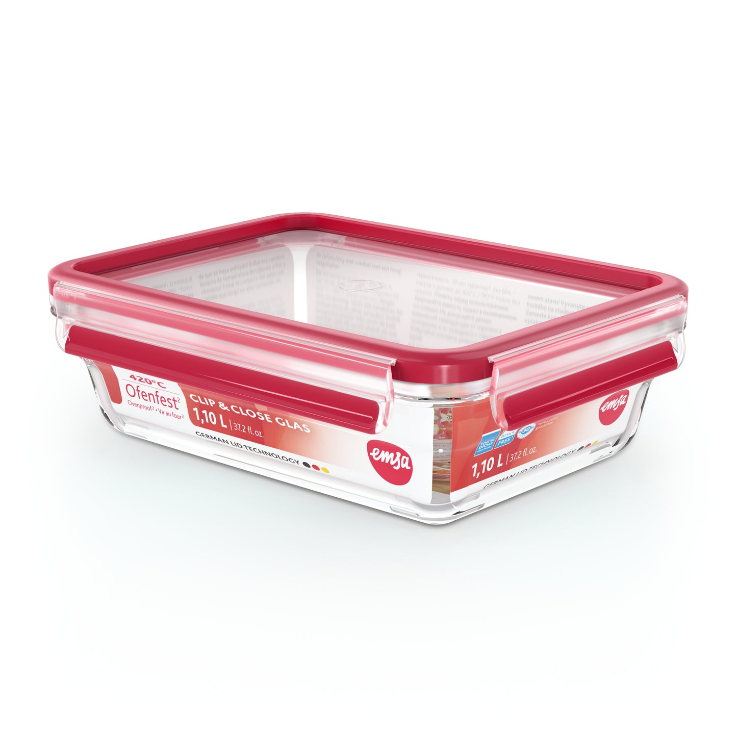 Emsa Clip&Close Glass Food Container  1,1 L