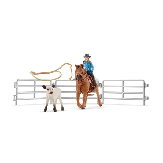 Schleich Farm World     42577 Cowgirl Team Roping Fun