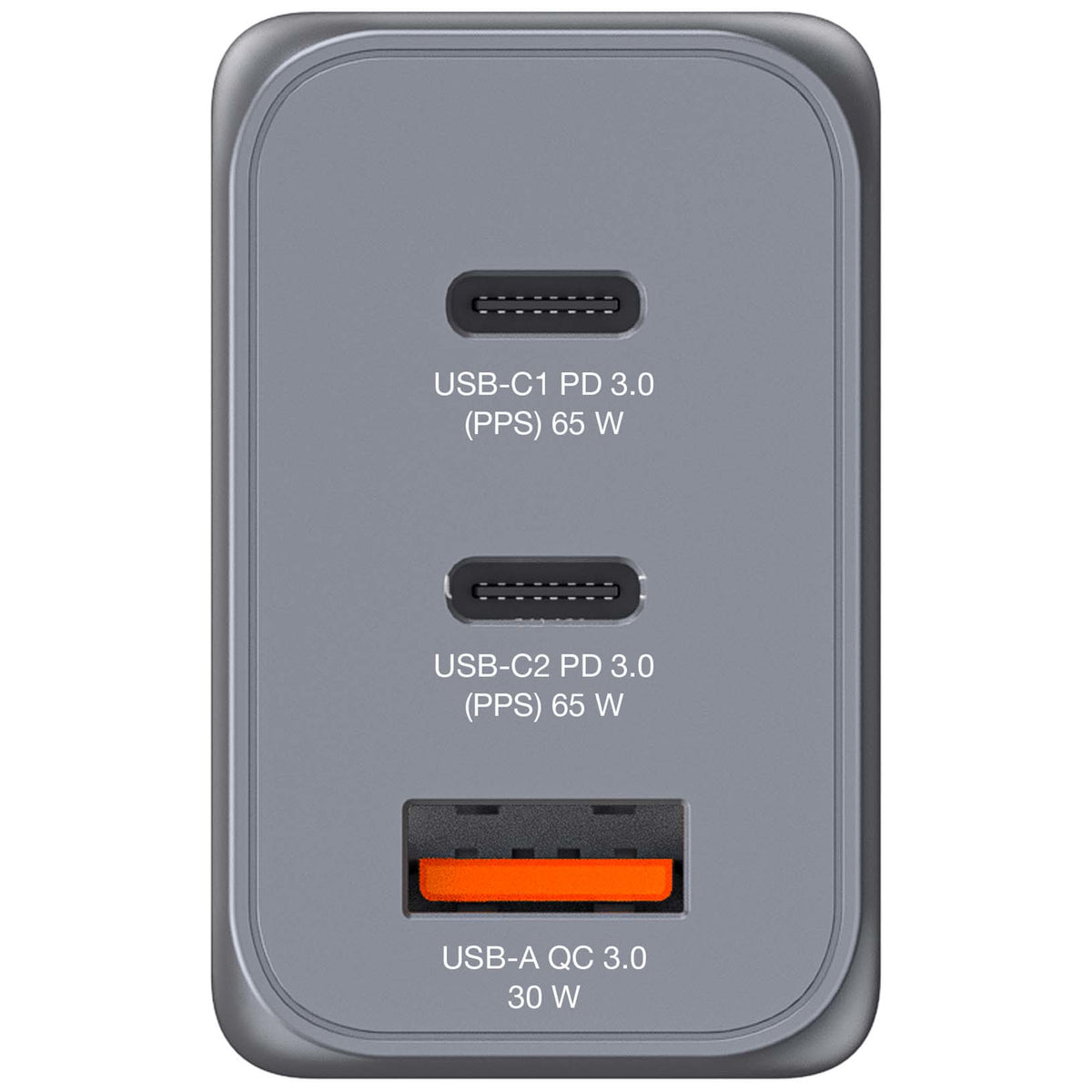 Verbatim GNC-64 GaN Charger 65W 2xUSB-C PD, 1xUSB-A QC 3.0 32201