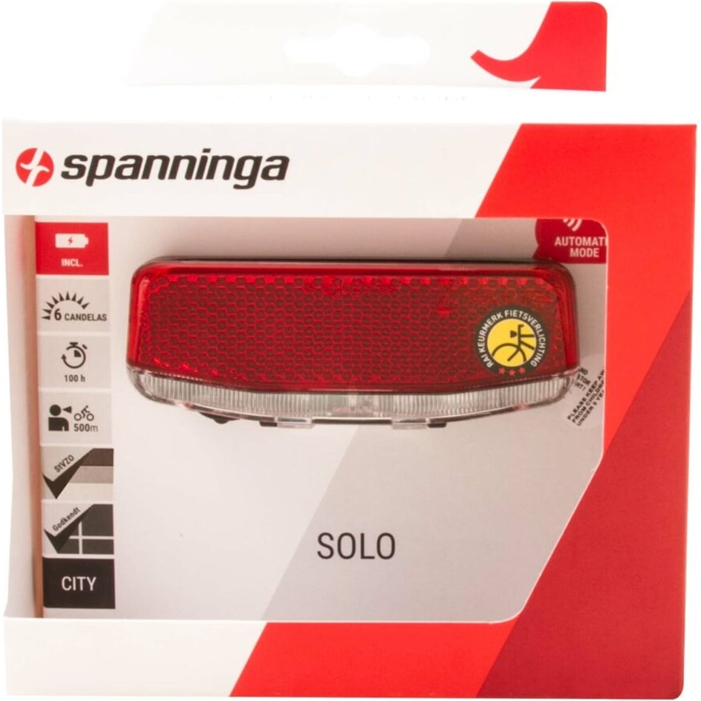 Spanninga achterlicht Solo Xba batterij 50/80mm