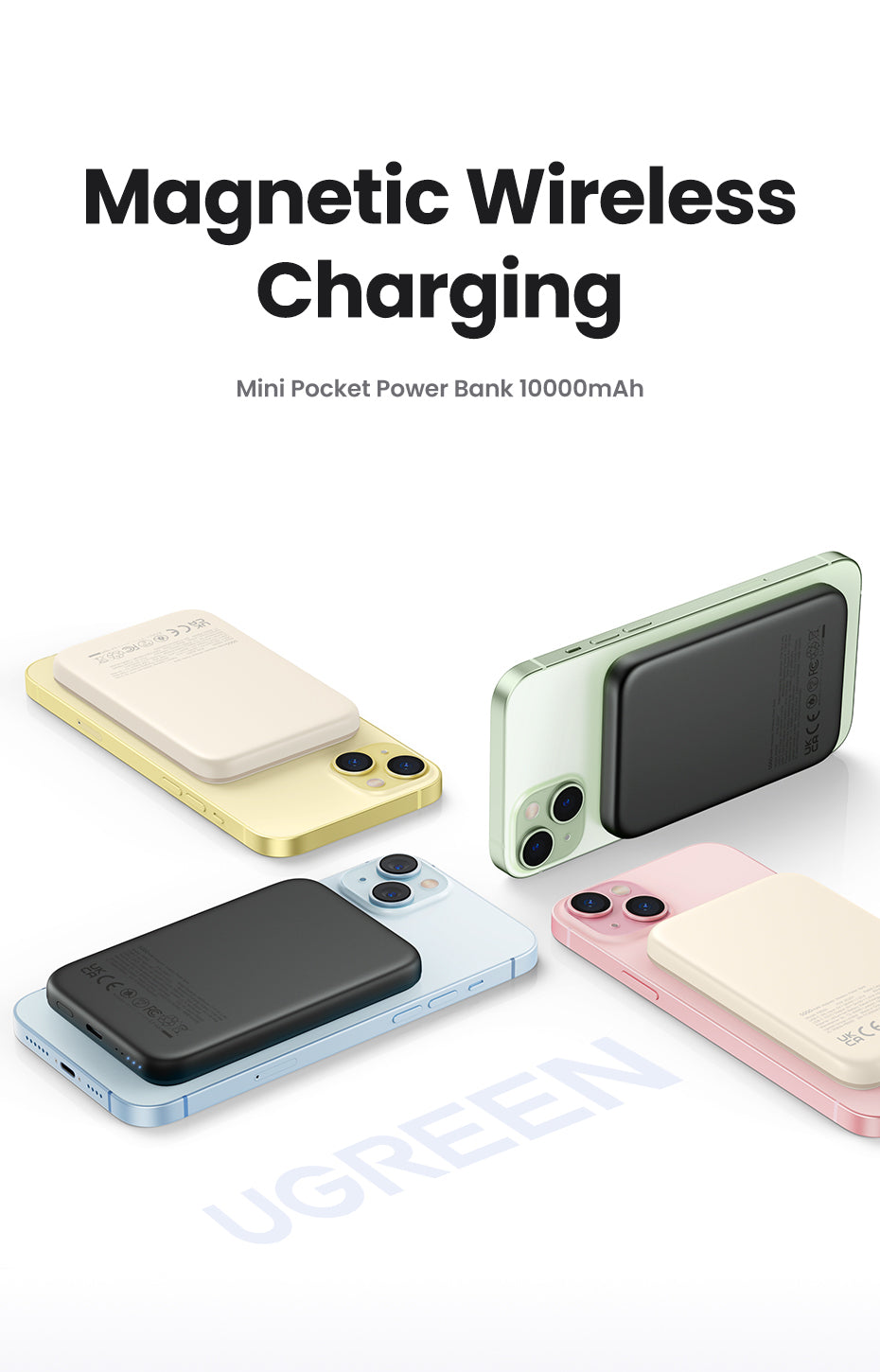 UGREEN 10000mAh Mini Powerbank Wireless 20W with MagSafe white