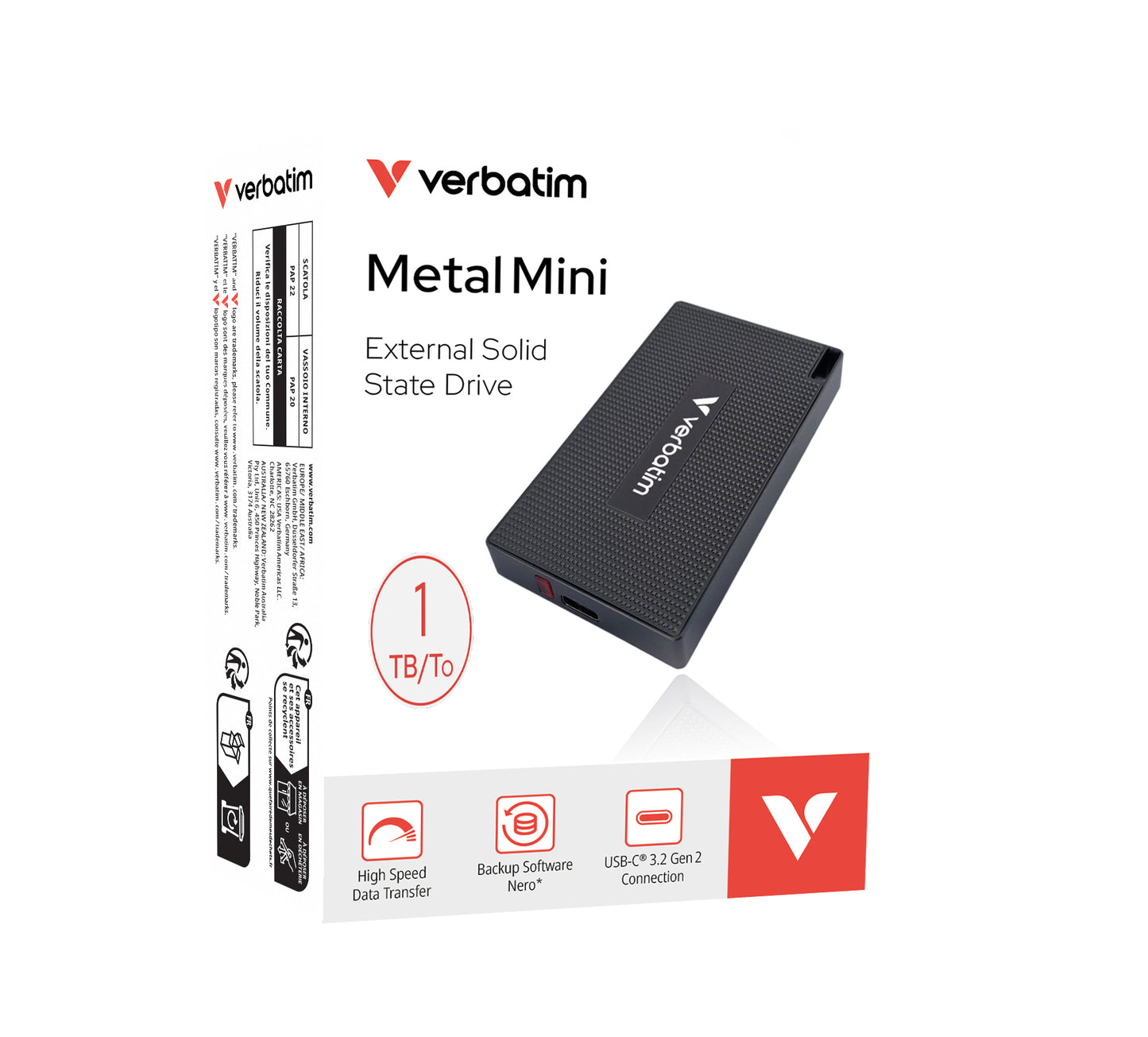Verbatim Metal Mini SSD      1TB USB-C Gen 2                32031