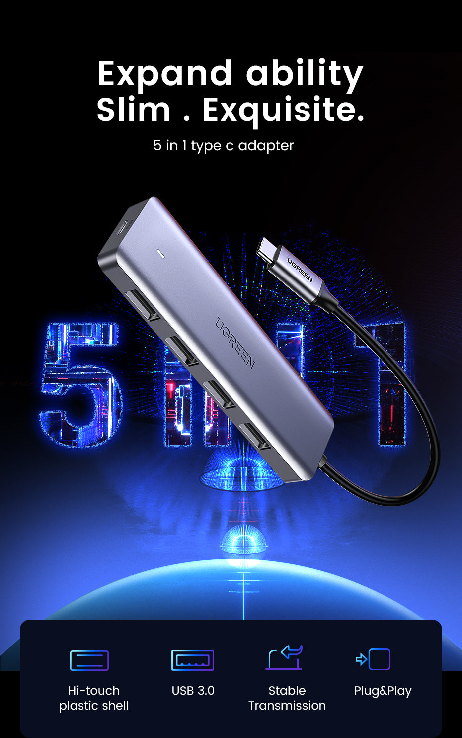 UGREEN USB-C 3.0 To 4 Ports HUB