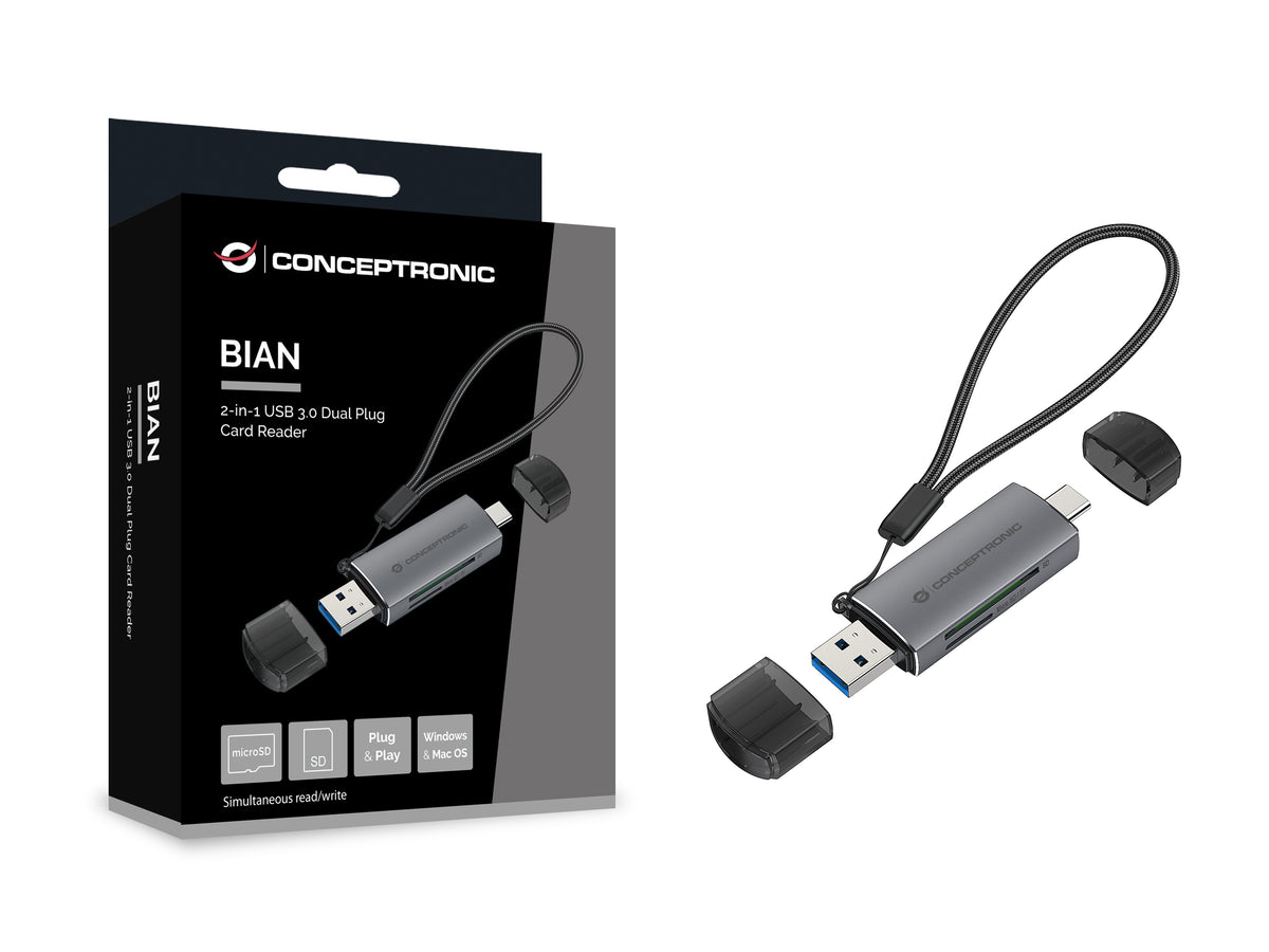 Conceptronic BIAN05G 2-in-1 Dual Plug Card Reader