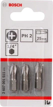 Bosch 3pcs PH Screwdriver Bit PH2 XH 25mm