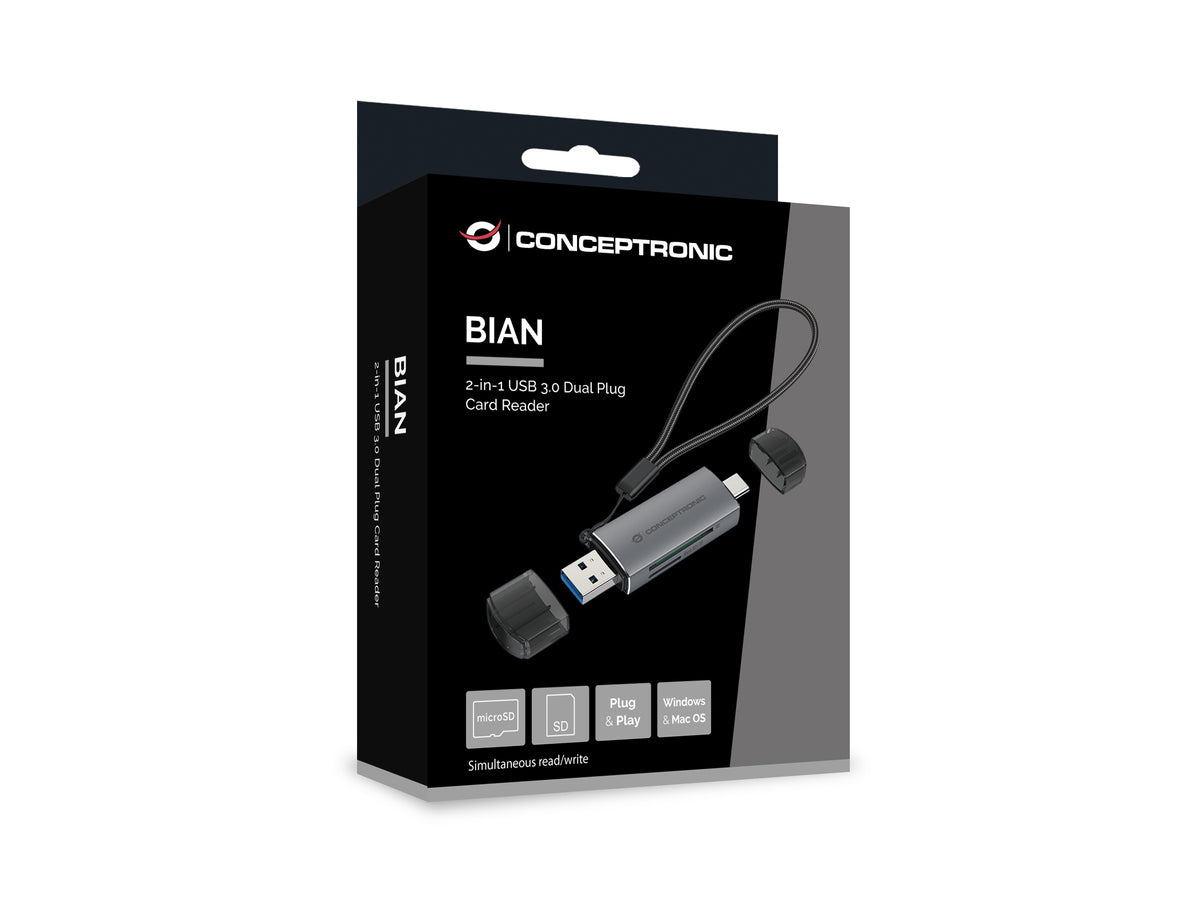 Conceptronic BIAN05G 2-in-1 Dual Plug Card Reader