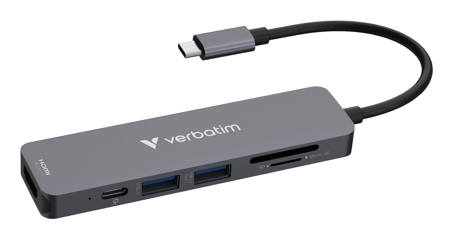 Verbatim USB-C Essentials Multi- Port Hub 6 Port/card read. 32156