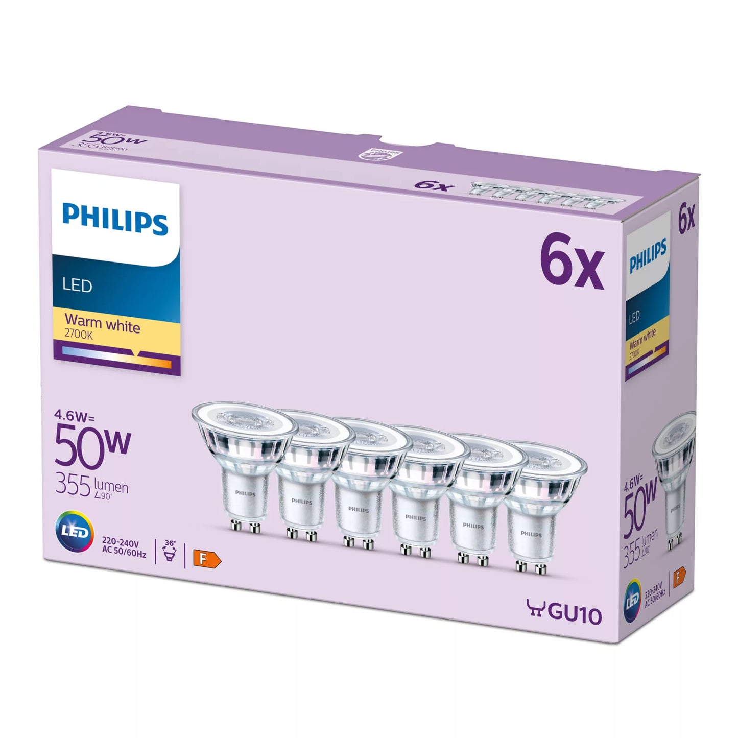 Philips LED-Reflektor GU10 6er Set 4,6W 2700K